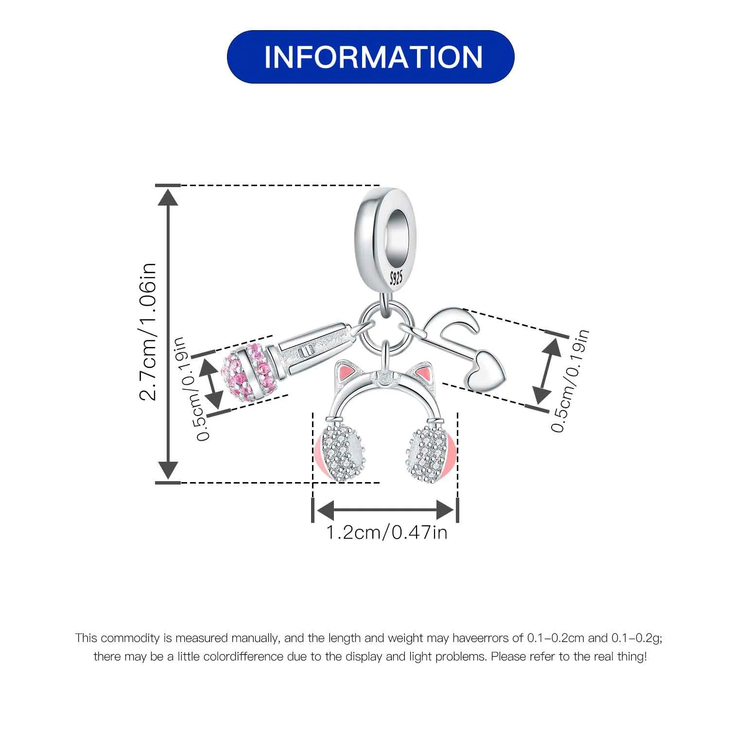 CYCUFF стерлингового серебра 925 пробы розовый кулон милый кот гарнитура микрофон