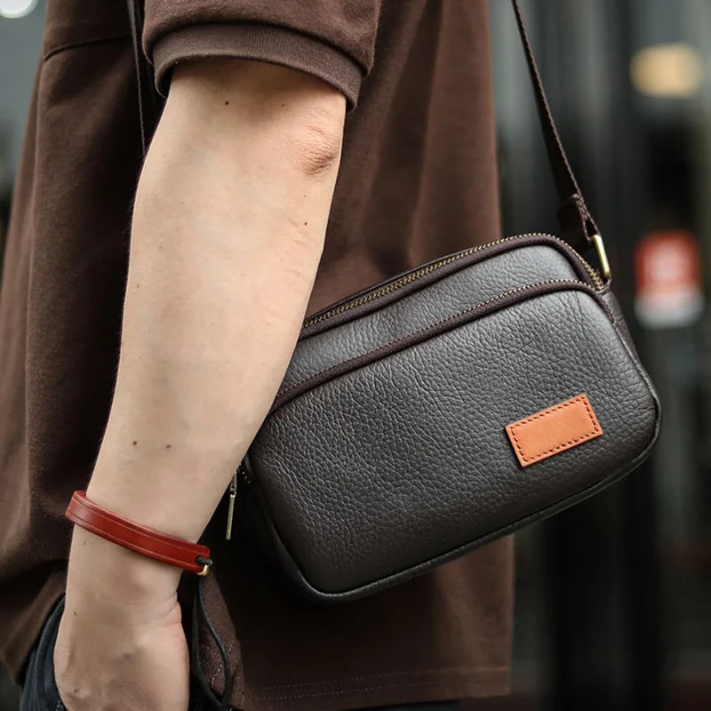 

AETOO оригинальная кожаная маленькая сумка премиум-класса, трендовая повседневная мужская сумка, Летняя мини сумка через плечо для мужчин