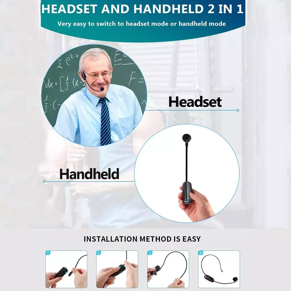 

NEW2023 Wireless Microphone Headset UHF Handheld Loudspeaker Set For Voice Amplifier/high-power Speaker/portable Pa System/mixer