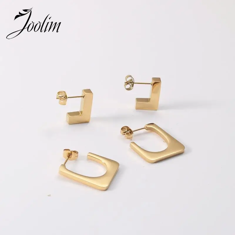 

Joolim High End PVD Plated Waterproof Simple Geometric L Shaped And J Shaped Earring Designer For Women Stainless Steel Jewelry