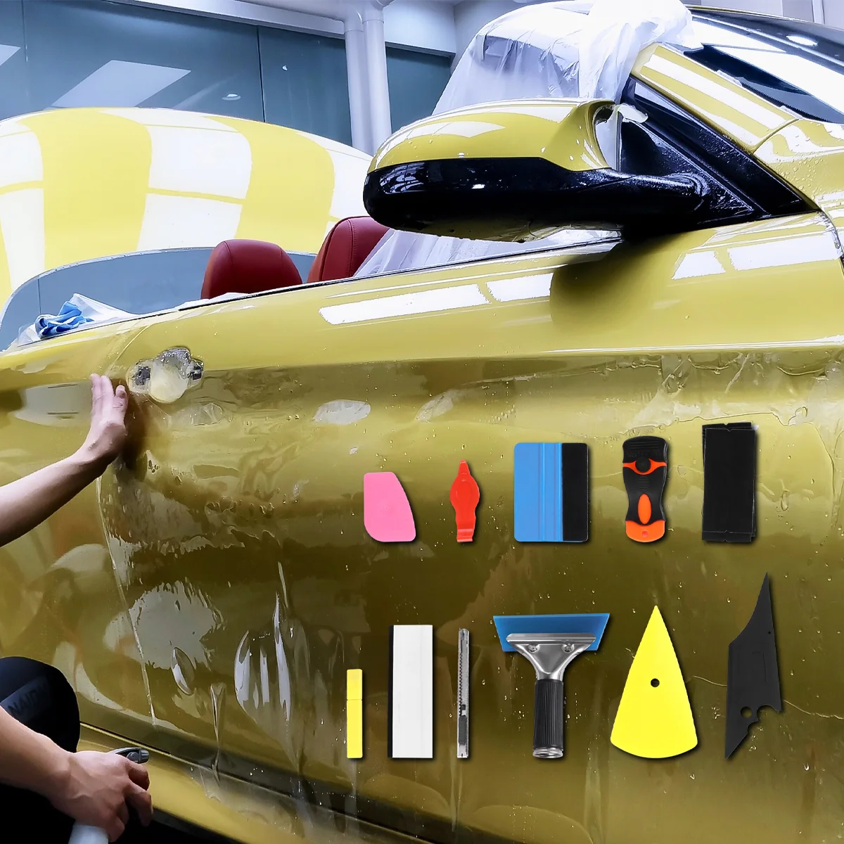 

Squeegee Vinyl Tint Window Car Kit Wrap Scraper Application Tools Felt Film Corner Trimmer Tool Wall Decal Installation