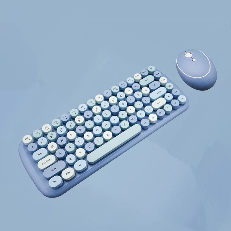 

Keyboard and Mouse Comb for Laptop Notebook PC Girls Gift Comb 2.4G Wireless Keyboard Set Mixed Candy Color Roud Keycap