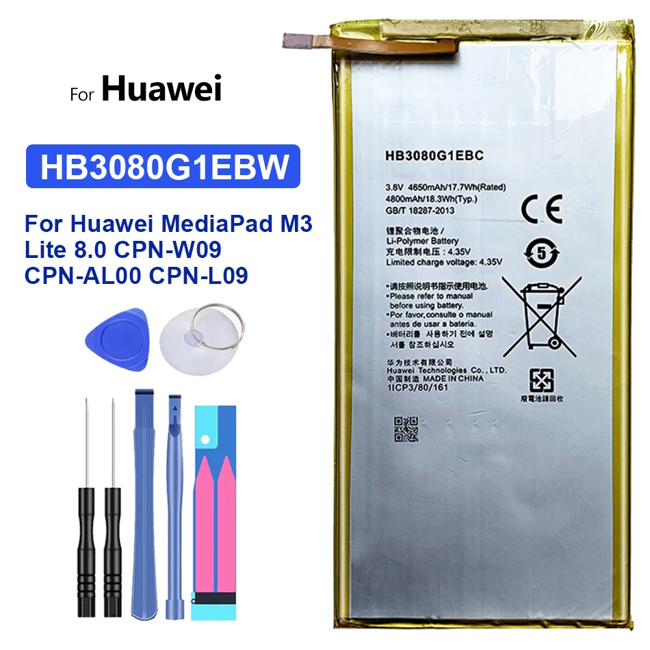 

HB3080G1EBW Battery For Huawei MediaPad M3 Lite 8.0 CPN-W09 CPN-AL00 CPN-L09 Media Pad M3 Lite 8.0 CPN W09/AL00/L09 Tablet