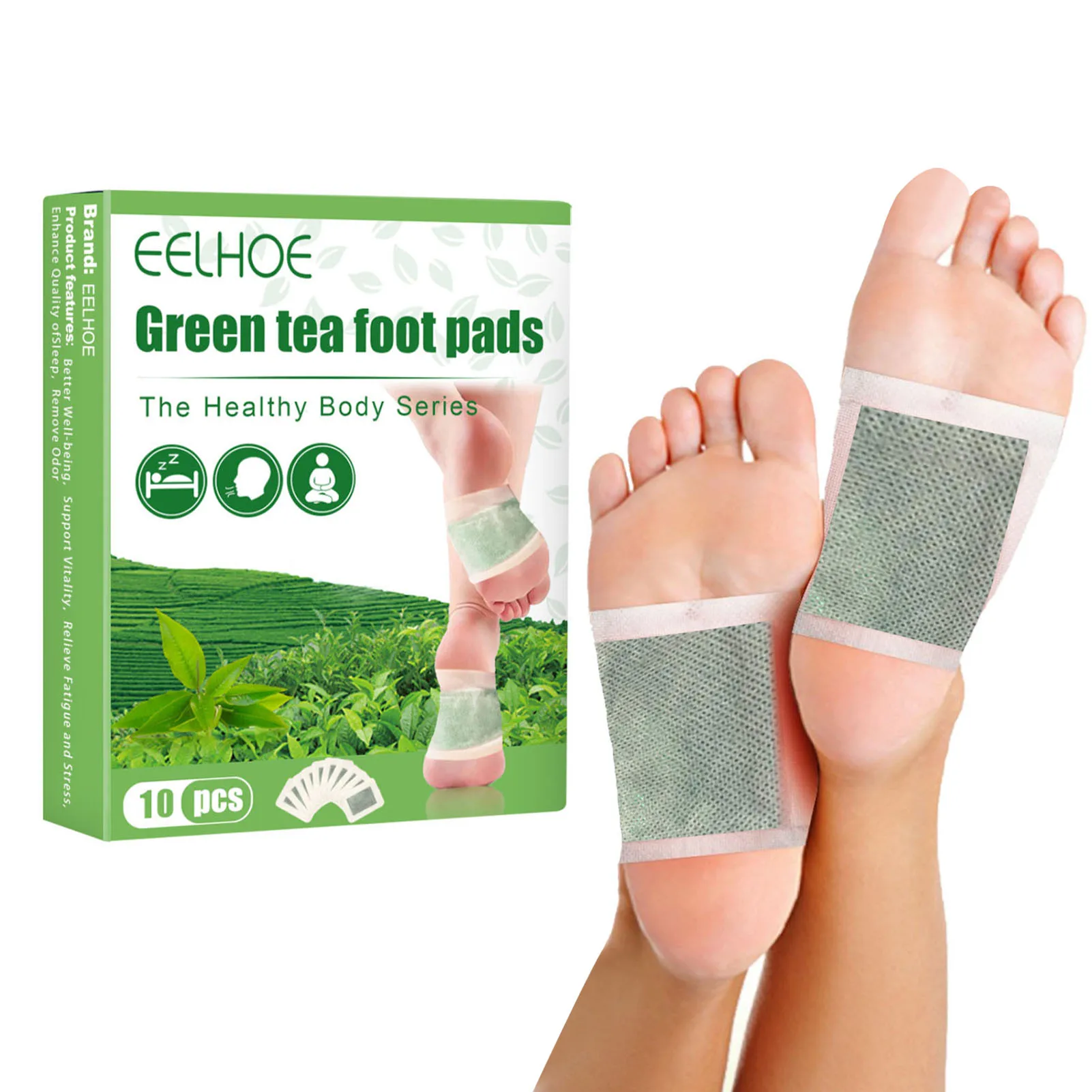 

Пластырь для ног с зеленым чаем, уход за ногами, натуральный травяной патч для снятия стресса и улучшения сна, 10 шт.
