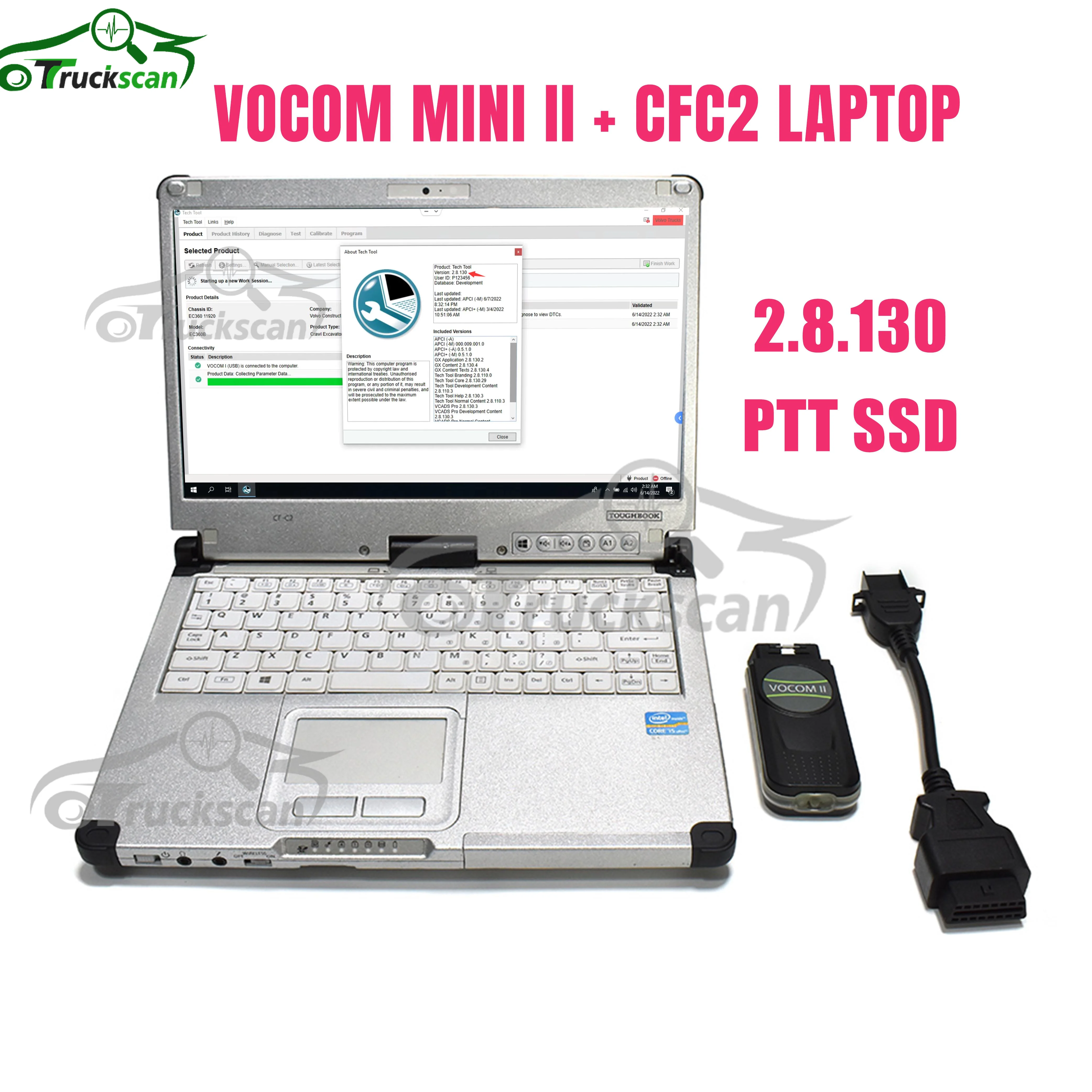 

Для VOCOM II mini и CFC2, диагностический инструмент для ноутбука, грузовика, автобуса, строительного экскаватора, диагностический инструмент