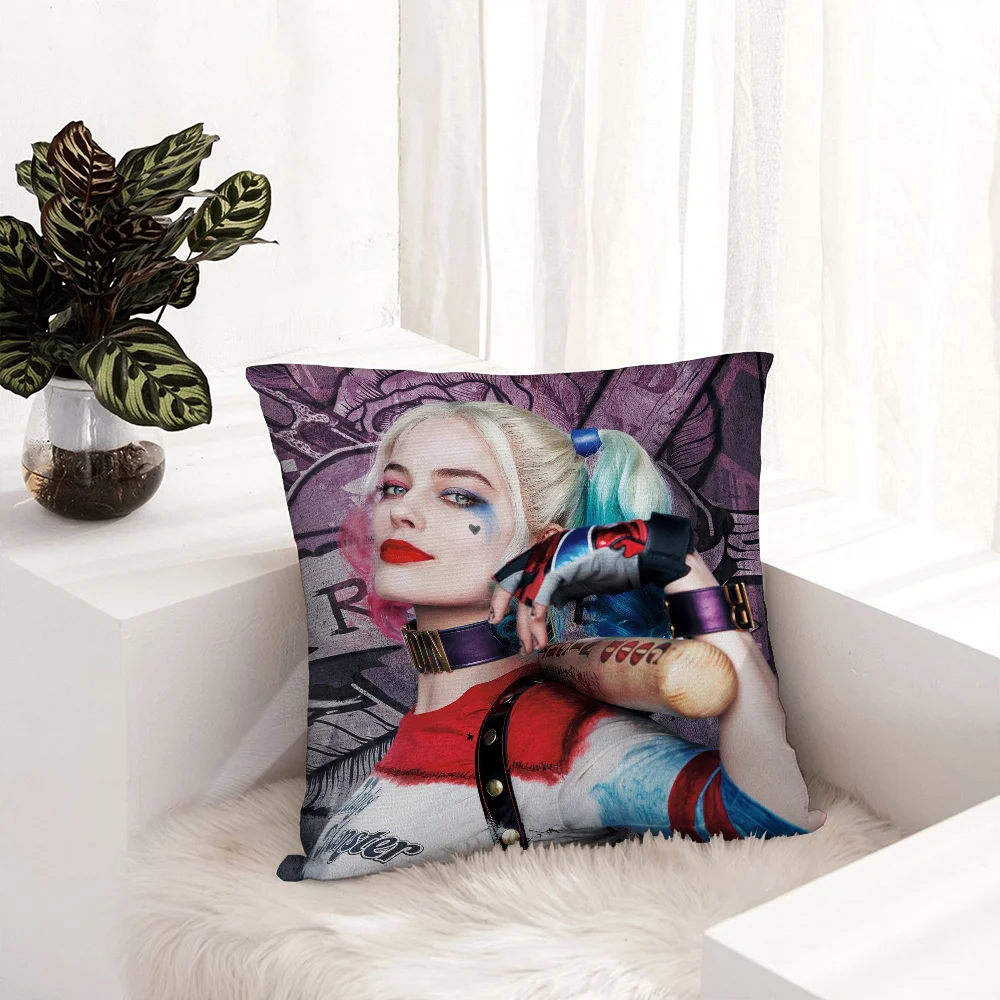 H-Harleys Q-Quinns Pillow Case Plush Fabric Soft Pillowcase Double Sided Print Sofa Cushion Cover Throw