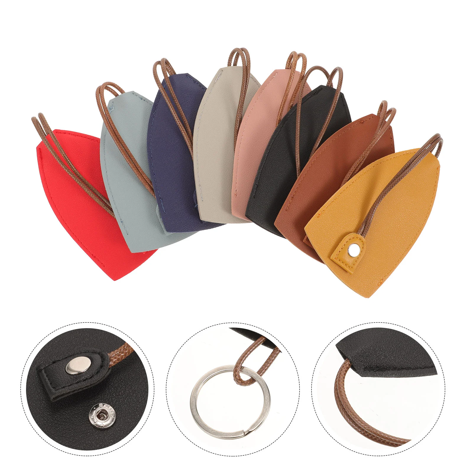 

8 Pcs Car Key Bag Chain Fob Cute Cars Storage Keychain Case Pu Small Pull-out Keyfob