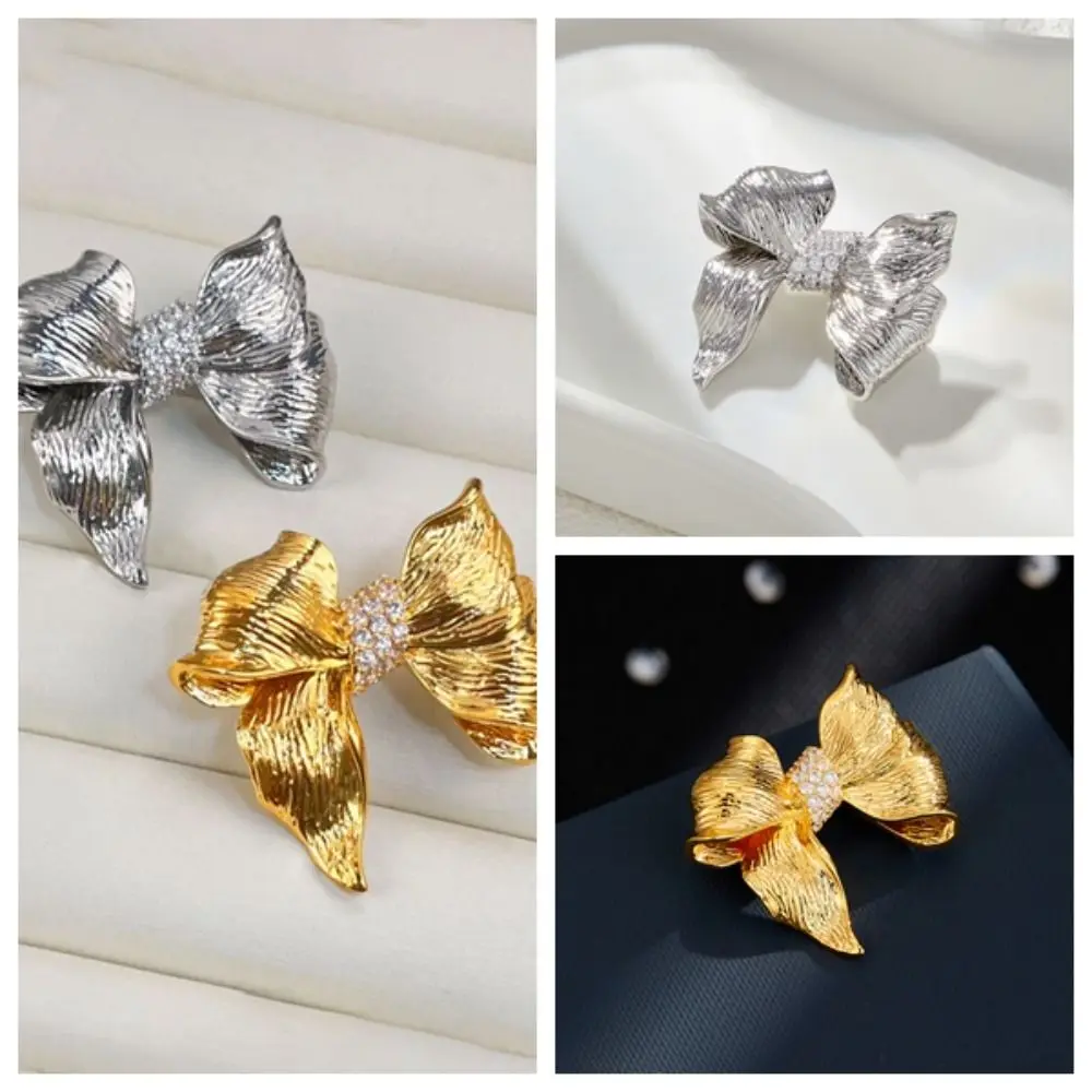 Портативная легкая роскошная брошь с бантом оригинальный дизайн простые булавки