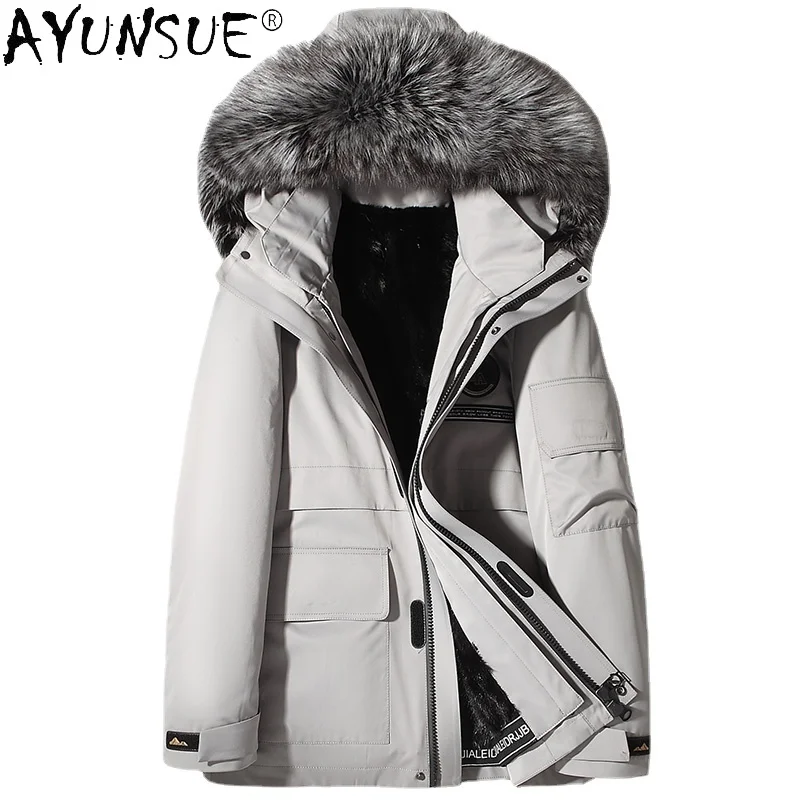 

2021 New Real Mink Fur Liner Coat Men Warm Hooded Parkas Fox Collar Jacket Men's Clothing Parka Veste Homme WPY4417