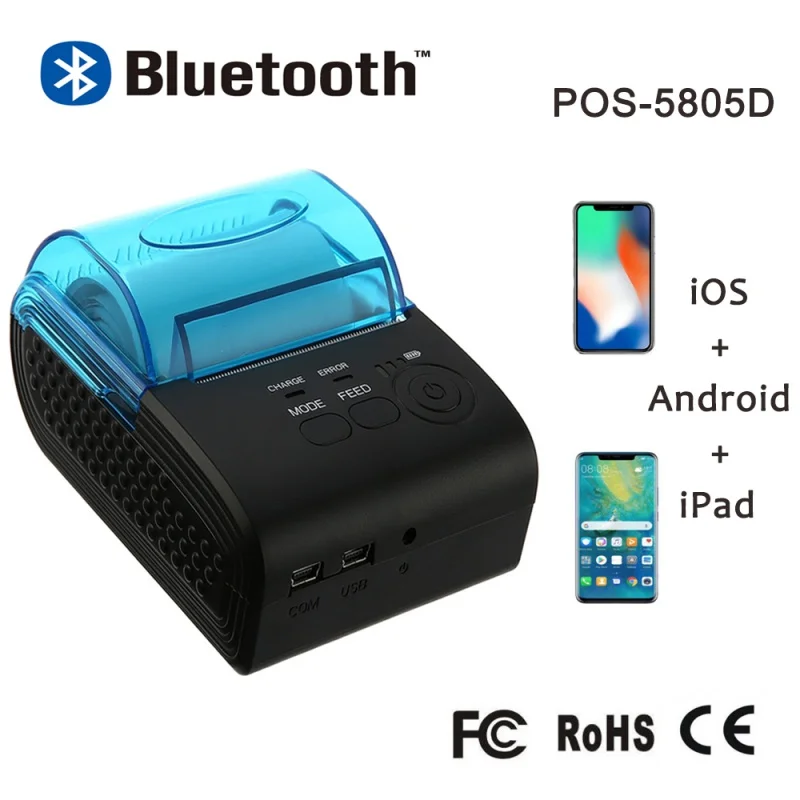 

Термопринтер для чеков, Bluetooth-принтер для печати билетов, портативный мини-Термопринтер для телефона, Android, iOS, Windows, 58 мм