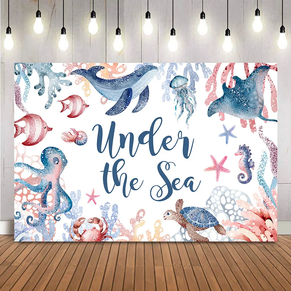 Фон для фотосъемки с изображением морского пола организма русалки фотореквизит