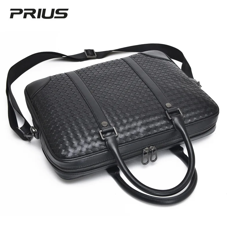 Men's Briefcase 100% Leather Business Handbags Large Capacity 15-Inch Computer Bag Fashion Shoulder Bag Luxury Brand 2023 New