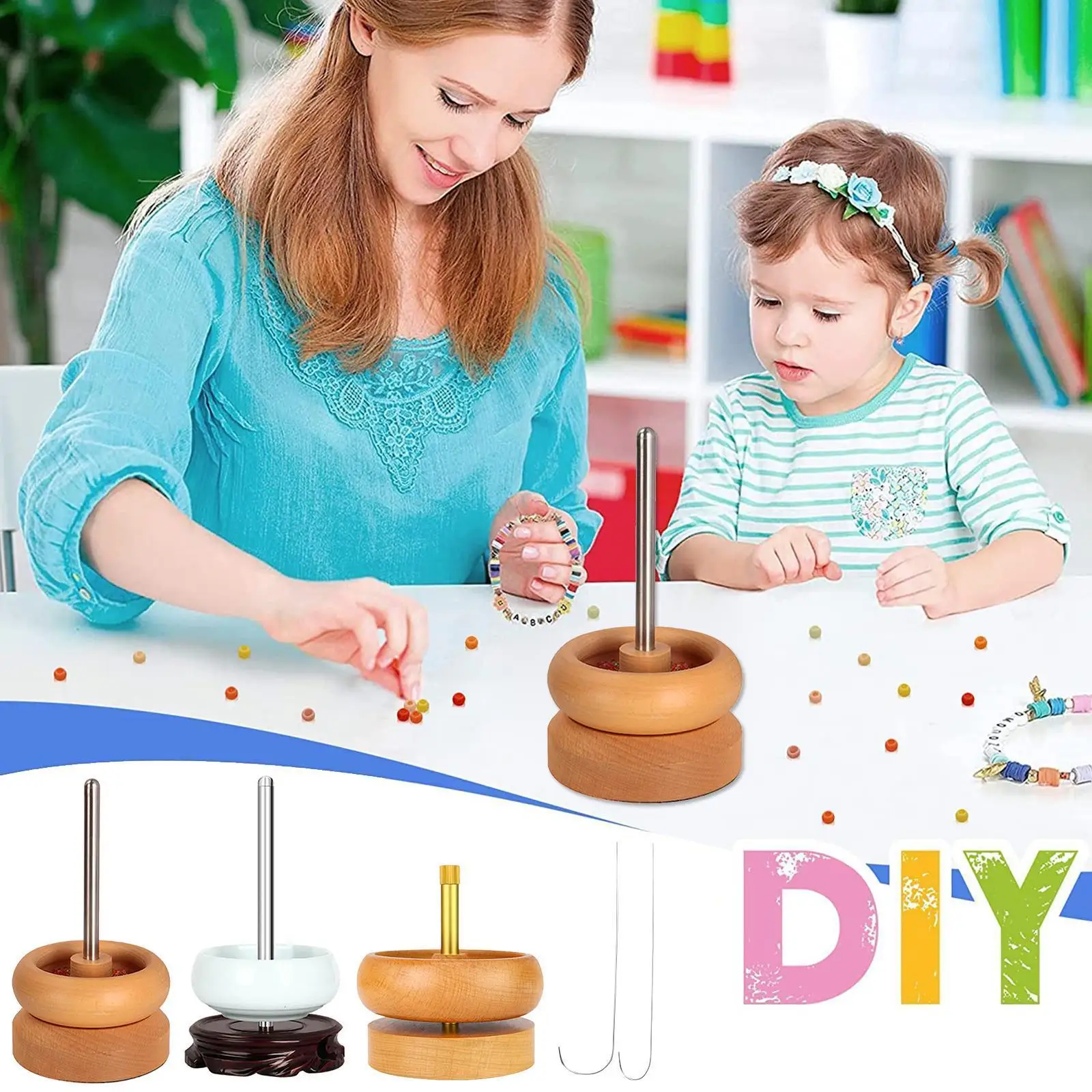 

Diyjewelry Making Tools Wooden Bead Holder Seed Tool Supplies Crafting Bracelet Bead Device Curved Needles For Spin And Str N3m0