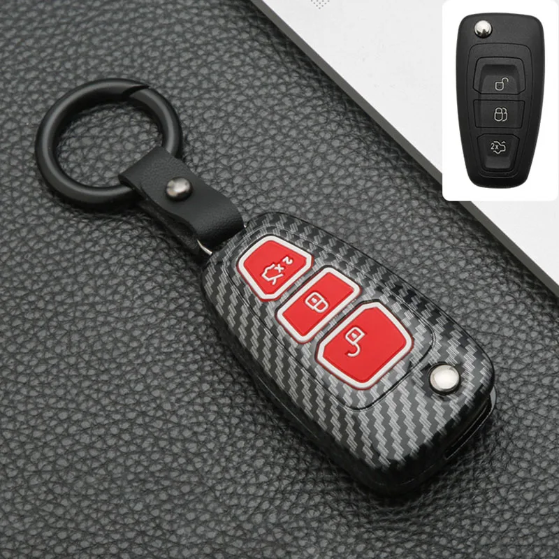 

Car Flip Key Cover Remote Case Fob Fit for Ford Focus MK3 Mondeo Fiesta Kuga ECOSPORT ESCAPE RANGER S-Max C-Max With Keyring