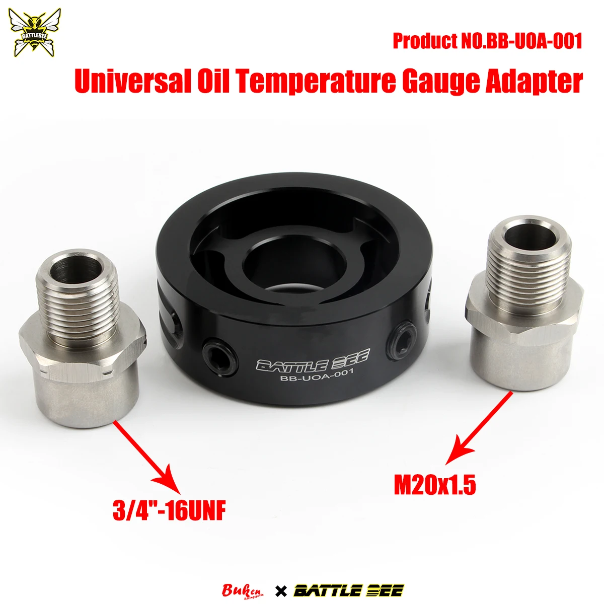 

BATTLEBEE Универсальный фильтр масляного радиатора, сэндвич-адаптер для автомобильного манометра, адаптер датчика давления температуры масла, алюминиевый сплав BB-UOA-001