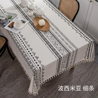 bohemian tablecloth cotton and linen disposable tassel rectangular tassel tablecloth waterproof and oil proof
