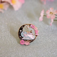 kawaii sleepy anime dragon moon cherry blossom enamel badge brooch diy backpack collar lapel pin party jewelry accessories