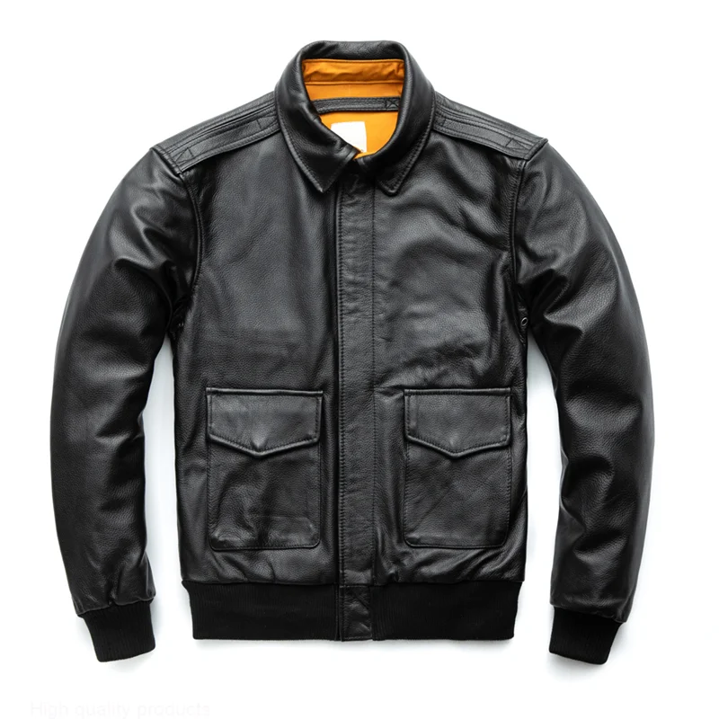 

DHL Free Shipping Men Genuine Leather Military Pilot s Air Force Jacket Black Brown 100% Calf Skin Spring Coat