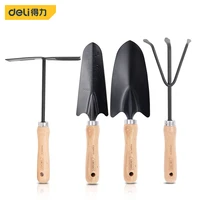 deli garden tool 1234 pcs spadeshovel sets wooden non slip handle household tools hoe set for loosening soil and planting