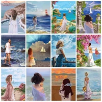 seaside girl back view 5d diamond painting seascape full diamond embroidery cross stitch beach scenery picture home decor gift