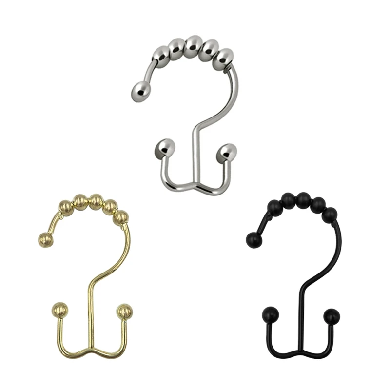 

12 Pieces Stainless Steel Shower Curtain Rings Double Glide Shower Curtain Hooks for Bathroom Shower Curtains & Liners