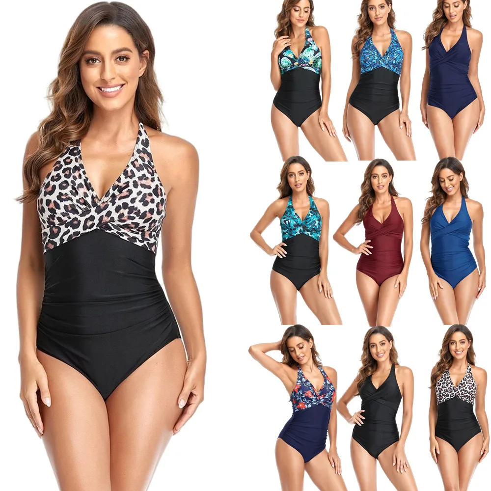 

Swimwear Women 2022 One Piece Swimsuit Leopard Swimsuit Female Swimming Bikinis Push Up Monokini Sexy V-neck One Piece Swimwear