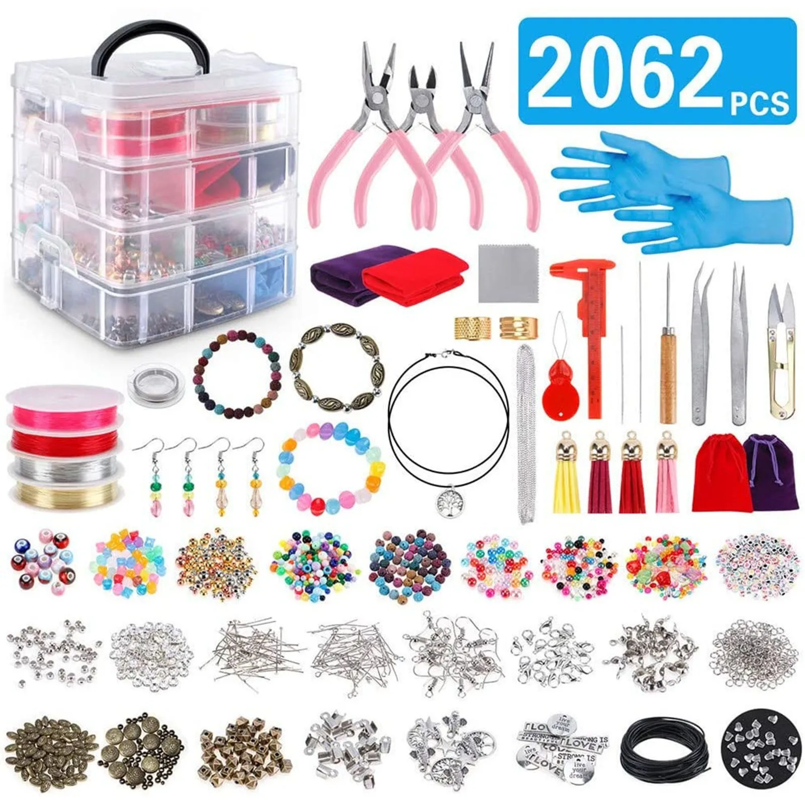 

DIY Handmade Bracelet Necklace Earrings Material Set Jewelry Accessories Findings Multicolor Charms Beads DIY Jewelry Kits,1Set