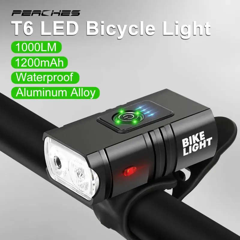 

1000LM T6 LED Bicycle Light 10W USB Rechargeable Power Display MTB Mountain Road Bike Front Lamp Cycling Equipment Flashlight