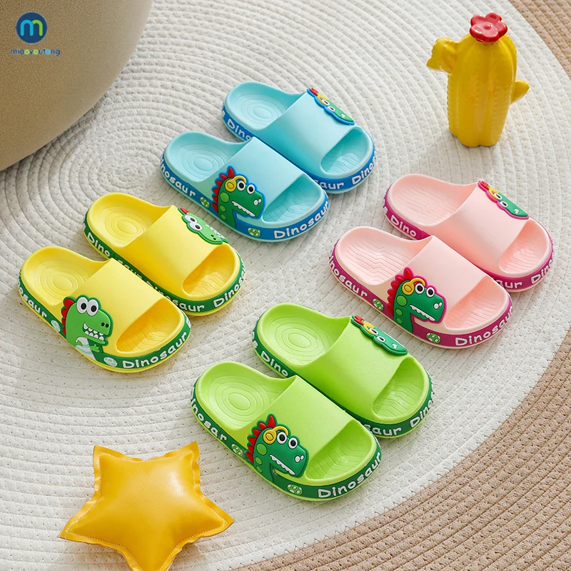 Cute Summer Kids Slippers Dinosaur Children Baby Home Slippers Waterproof Breathable Non-slip Boys Girls Beach Shoe Miaoyoutong