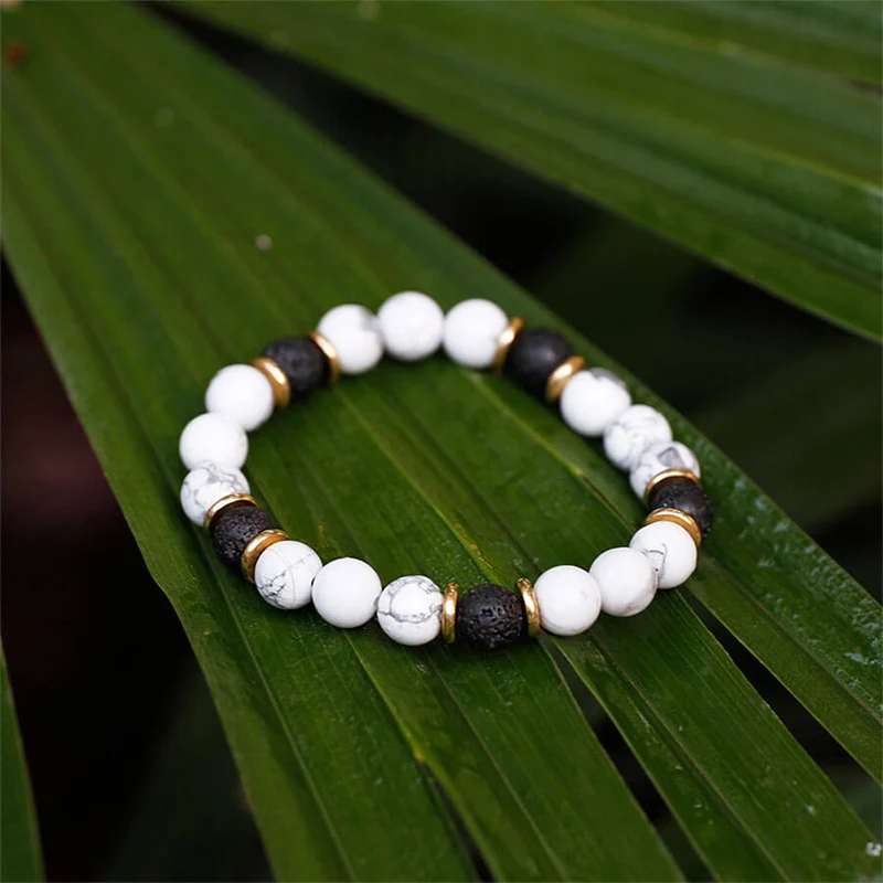 1 шт./белый бирюзовый натуральный камень браслеты из бисера для женщин черные