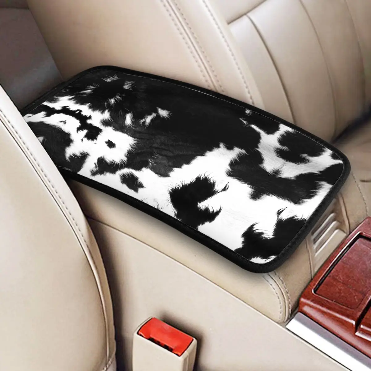

32x19cm Universal Car Armrest Cover Mat Modern Cowhide Faux Center Console Cover Pad Cow Car Interior Cushion Armrest Pad