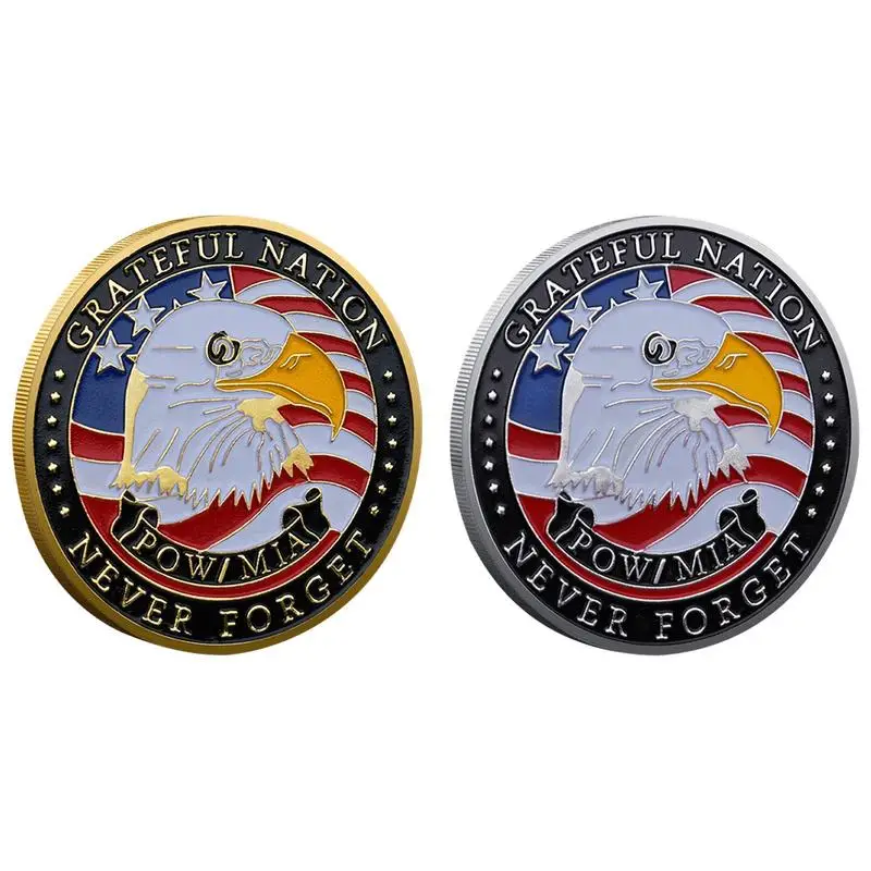 

Eagle Head Commemorative Coin Embossed Colored Lacquered Metal Medallion Badge Crafts United States Collection Coins Gifts