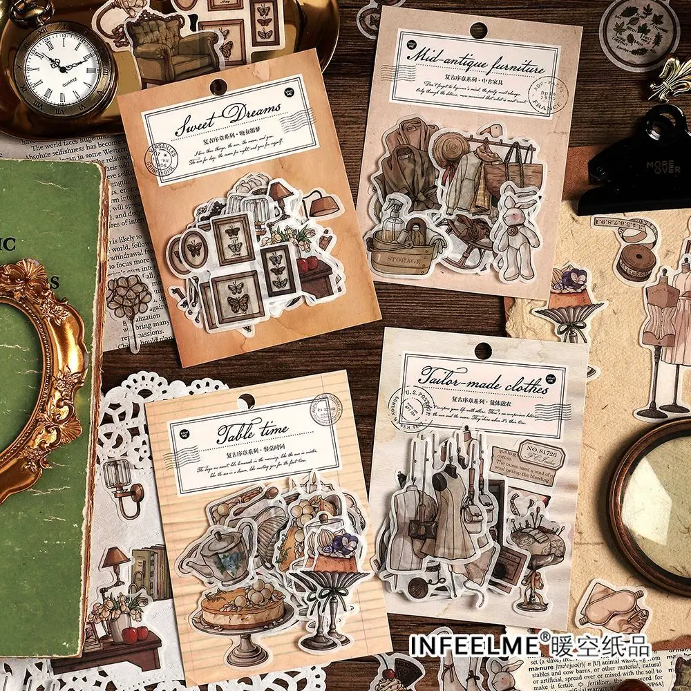 40 шт./упаковка наклейки на палатку в стиле ретро