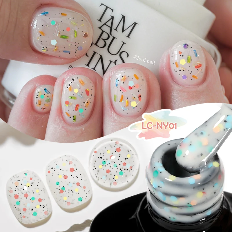 LILYCUTE 7 мл Macaron Cream Gel Nail Polish Glitter Sequins Nail Art Hybrid Varnish Semi Permanant Soak Off UV Gel Nail Supplies