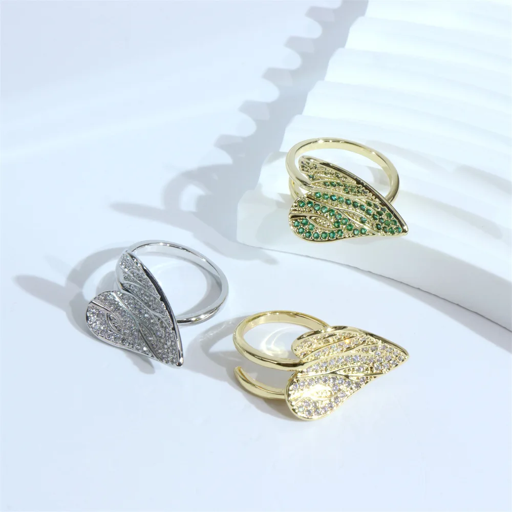 

Новинка, персонализированное Открытое кольцо PUSHY с цирконом в форме сердца и золотого листа для женщин и мужчин, регулируемая фотография, фотография, подарок