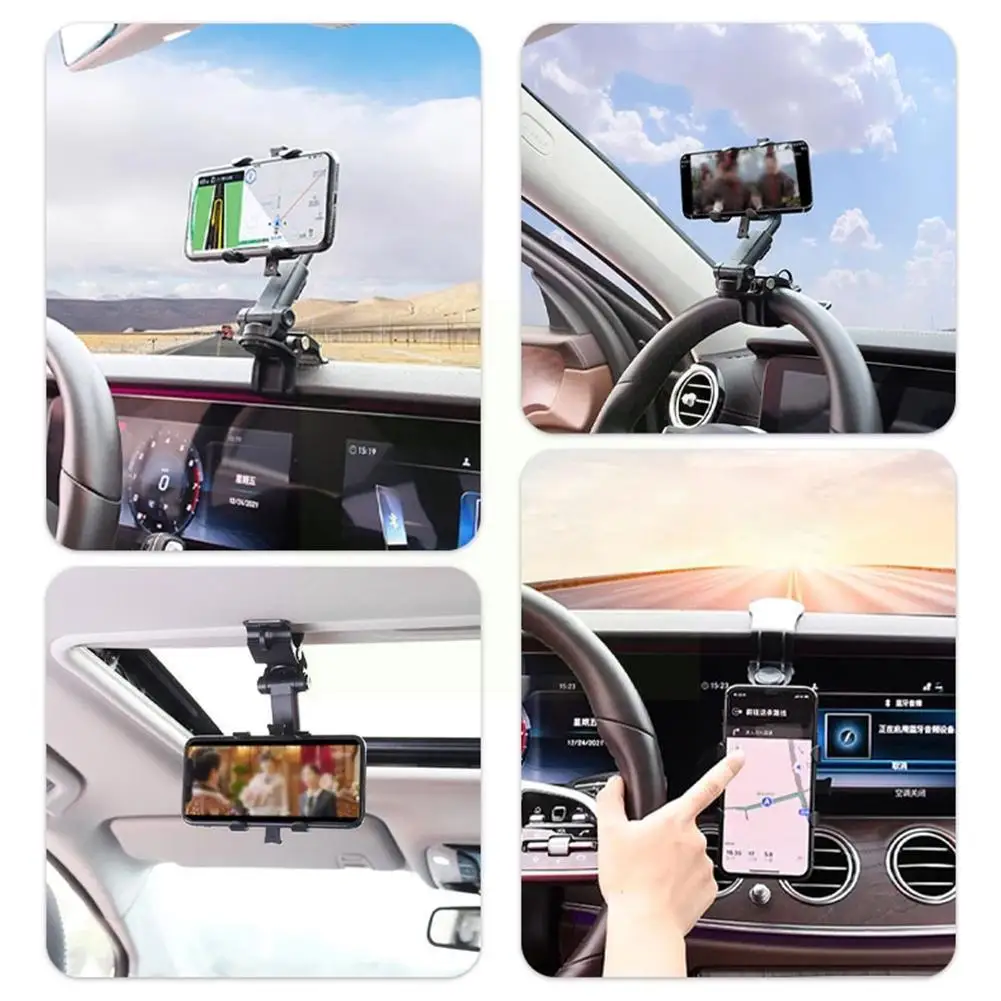 

Car Phone Holder Mount Universal For Visor Rear View Mirror Dashboard 360° Swivel Removable Portable Clip Type U6c9