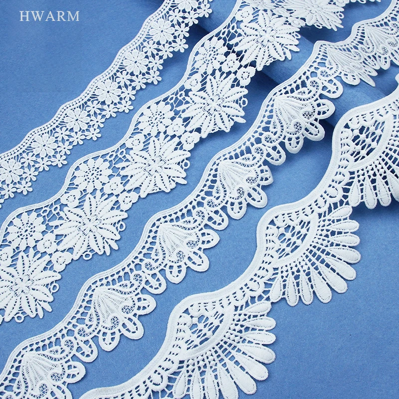 

10yard Sewing Trim Lace Fabric Diy New Hollow Out Milk Silk Embroidery Water-Soluble Exquisite White Computer Bar Code Garment