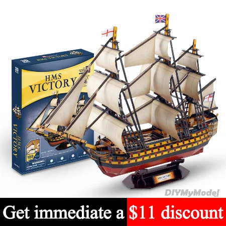 

No-glue Pre-cut British HMS Victory Ship Royal Sailboat 3D Paper Model Puzzle DIY Handmade Teens Child Craft Toys MC-T4019h