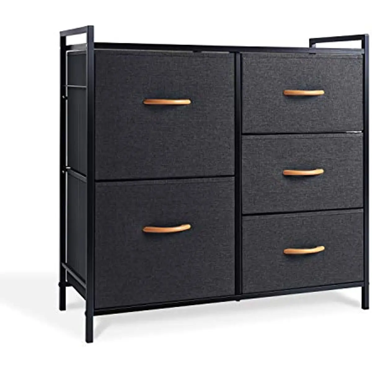 ROMOON Dresser Storage Drawer, 5 Fabric Units Organizer and Storage for Bedroom, Hallway, Entryway, Closets - Dark Gray