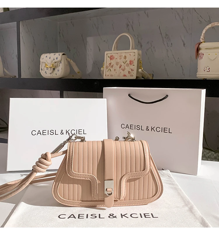 

New Trendy Textured Leather Square Bag Striped Semi-circle Handbag Women's Shoulder Underarm Bag Lady Purse Female Armpit Bag
