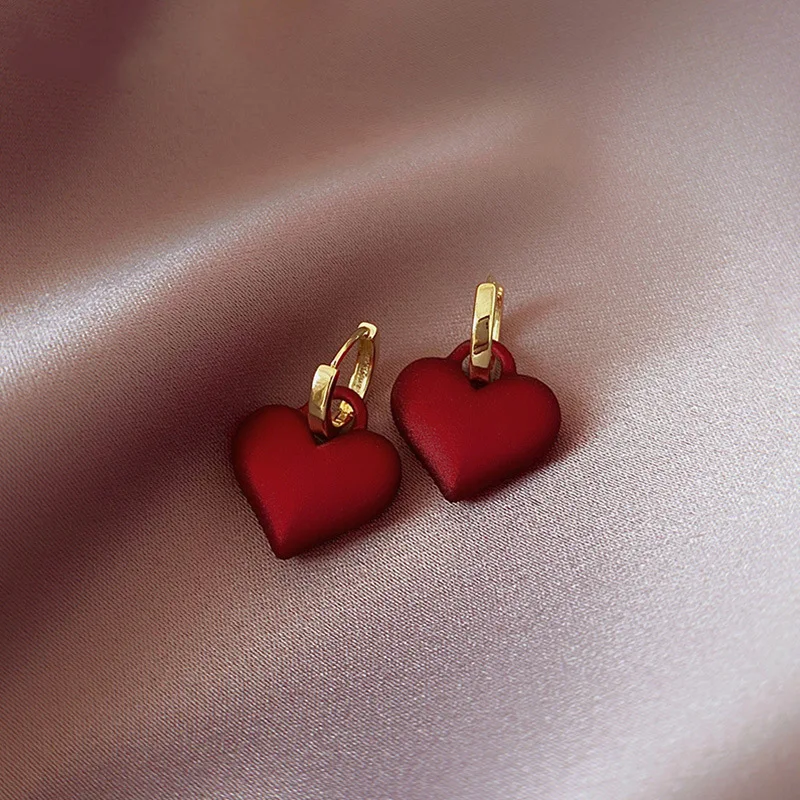 

Rimiut Temperament Red Heart Earrings Women's New Fashion Earrings Luxury High Grade Peach Heart Earrings Party Jewelry