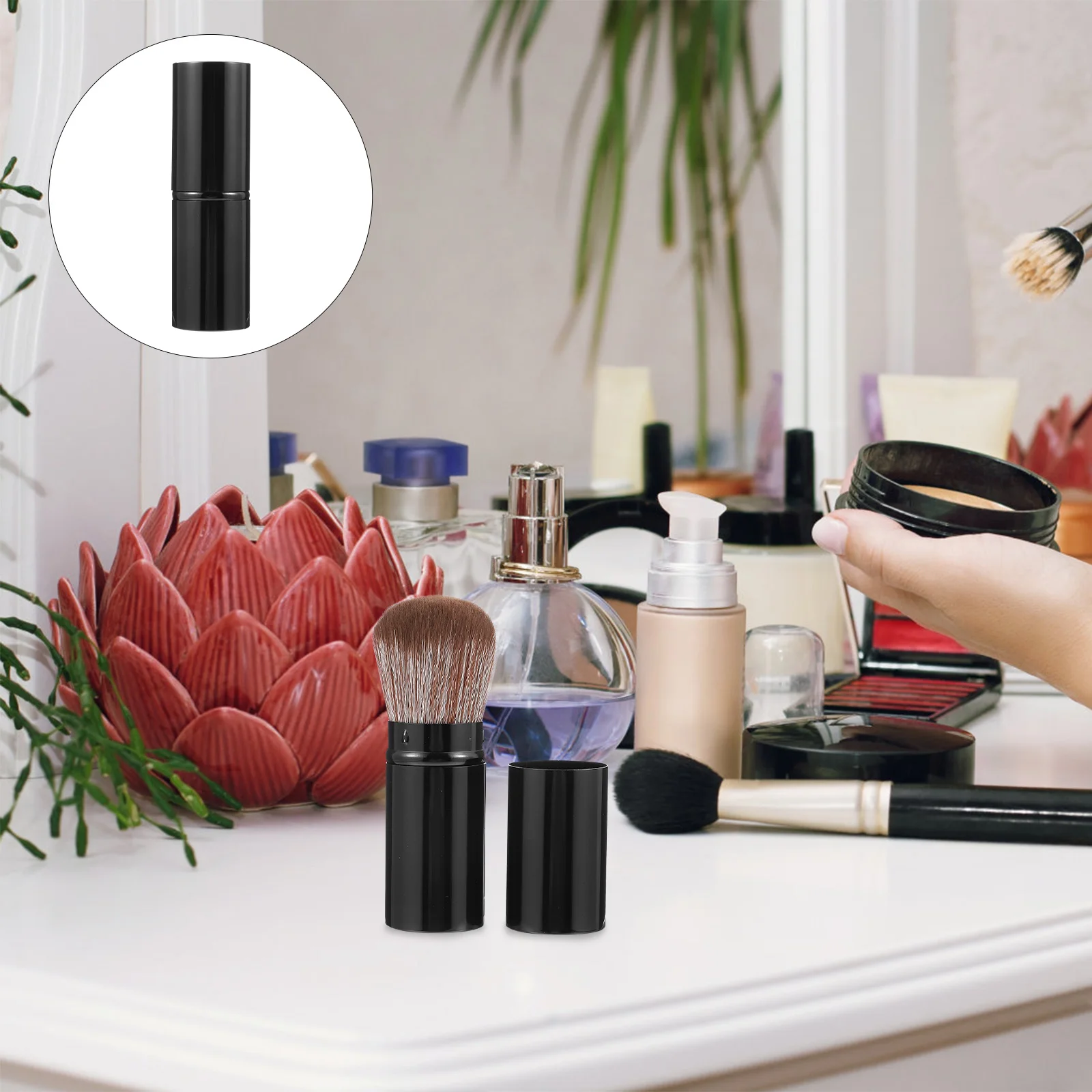 

Brush Blush Makeup Powder Retractable Brushes Kabuki Loose Portable Face Cover Withtravel Telescopic Foundation Bronzerangled