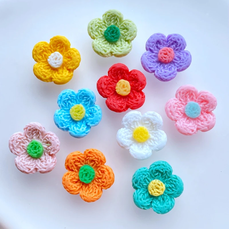 

20Pcs New Cute Mini Simulated Floret Resin Figurine Crafts Flatback Cabochon Ornament Jewelry Making Hairwear Accessories