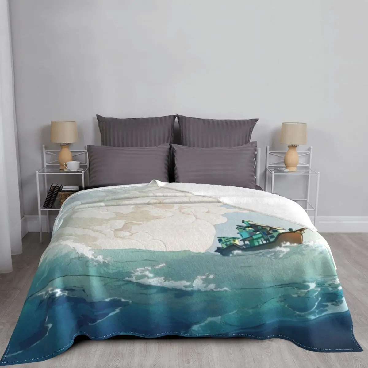 Плед для лодки Spiritfarer с волнами от солнца пушистое одеяло кемпинга летнее