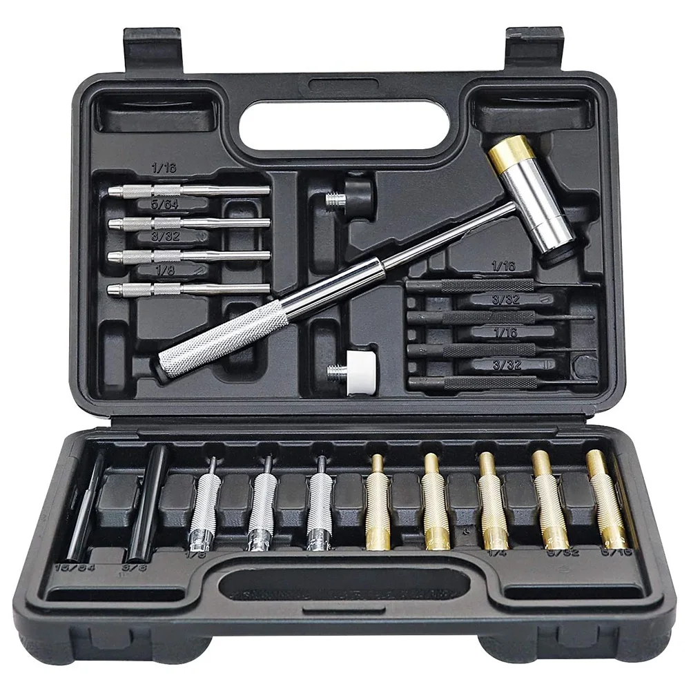 

Needle Roller Punch Set, Strike Tool, Made Of Solid Material, Includes Steel Punch And Hammer