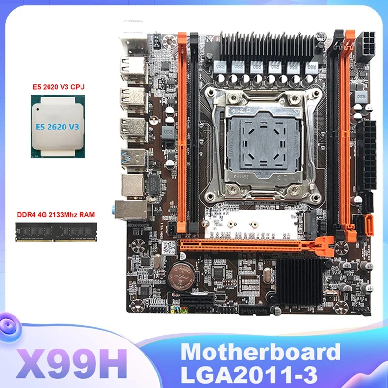 HOT-X99H Motherboard LGA2011-3 Computer Motherboard Support DDR4 Memory With E5 2620 V3 CPU+DDR4 8G 2133Mhz RAM