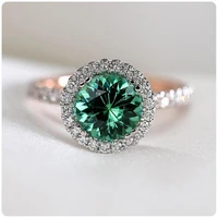 hoyon fashion green full diamond zircon rings for women wedding jewelry 925 silver color micro set emerald rings free shipping