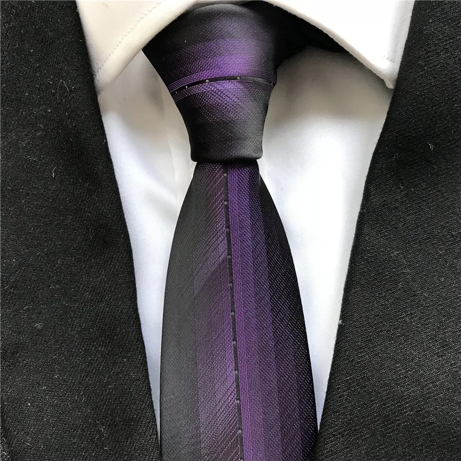

2023 Men's Ties Designer Novelty Panel Neck Tie High Quality Jacquard Woven Neckties Purple Stripes with Dots Ties for Men