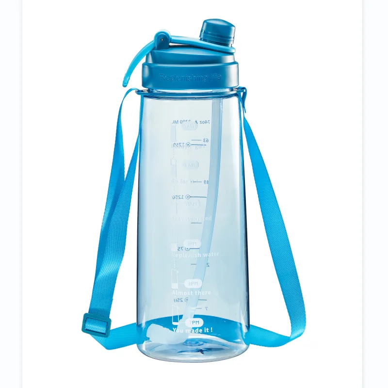 

Large Capacity Straw Mug Portable Fitness Jugs Outdoor Travel Cup Sports Gym Drink Tumbler 1.7/2.2L Water Bottle With Time Scale
