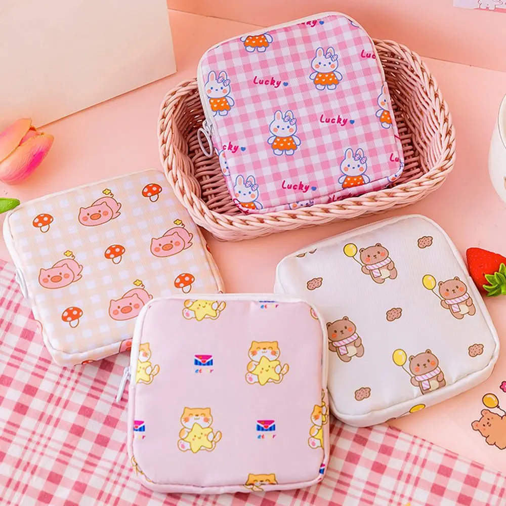 

Tampon Pouch Zipper Card Holder Cat Sanitary Napkin Storage Bag Cartoon Makeup Bag Sundries Storage Korean Coin Purse